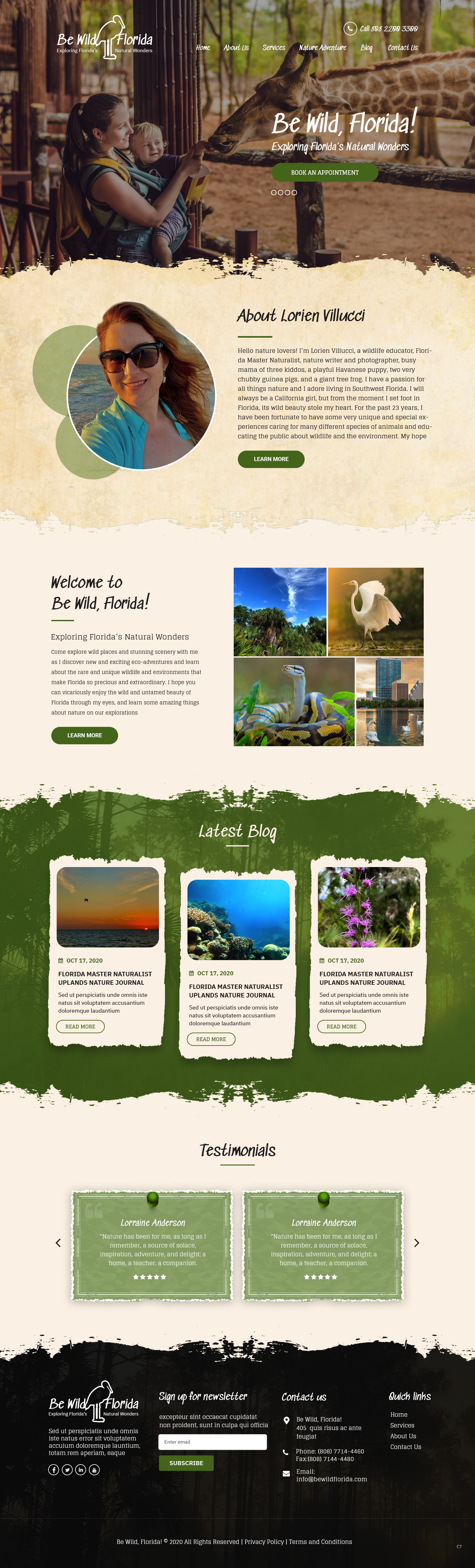 Diseño Wordpress por pb para Be Wild Florida  | Diseño #25846466