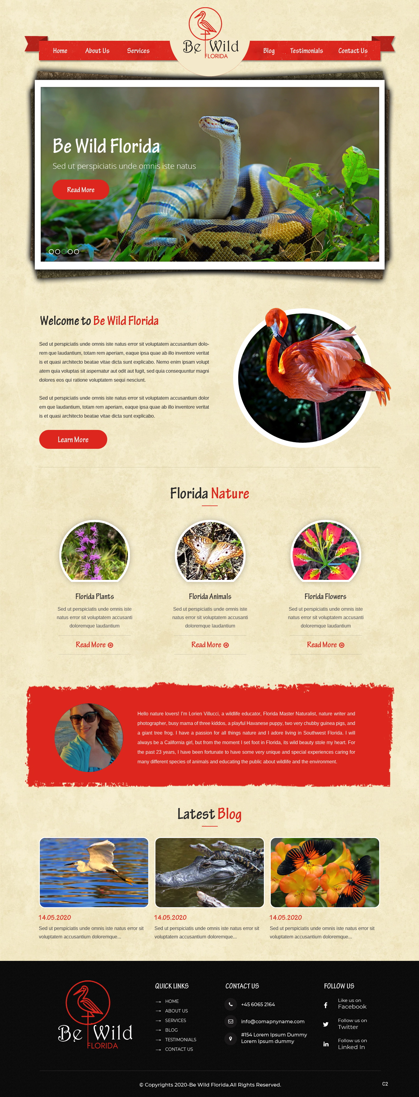 Design Wordpress par pb pour Be Wild Florida  | Design #25846468
