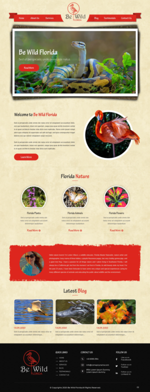 Design Wordpress par pb pour Be Wild Florida  | Design : #25846468