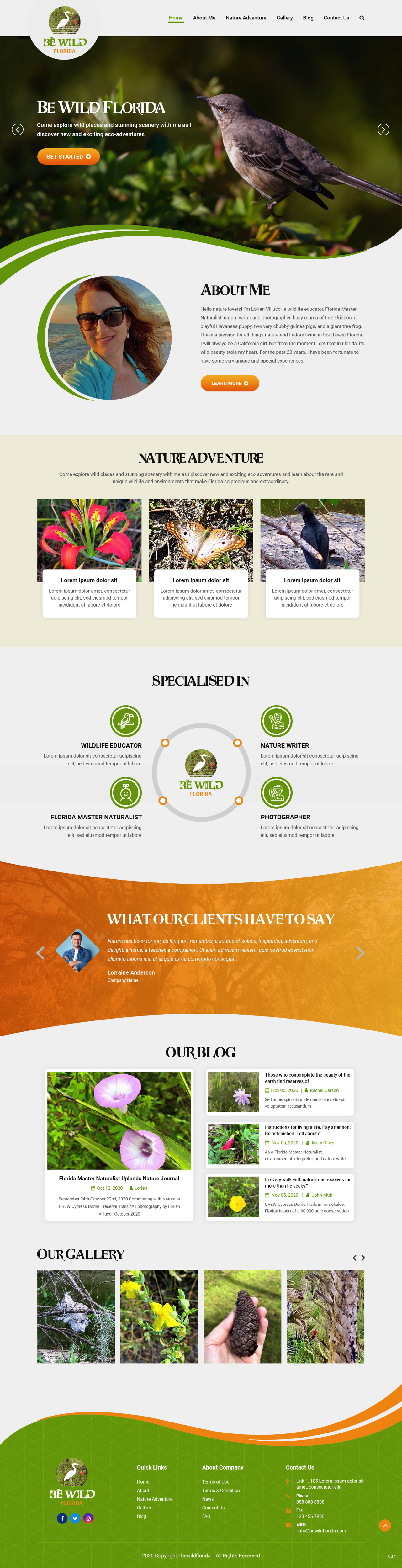 Wordpress Design by pb for Be Wild Florida  | Design #25846476