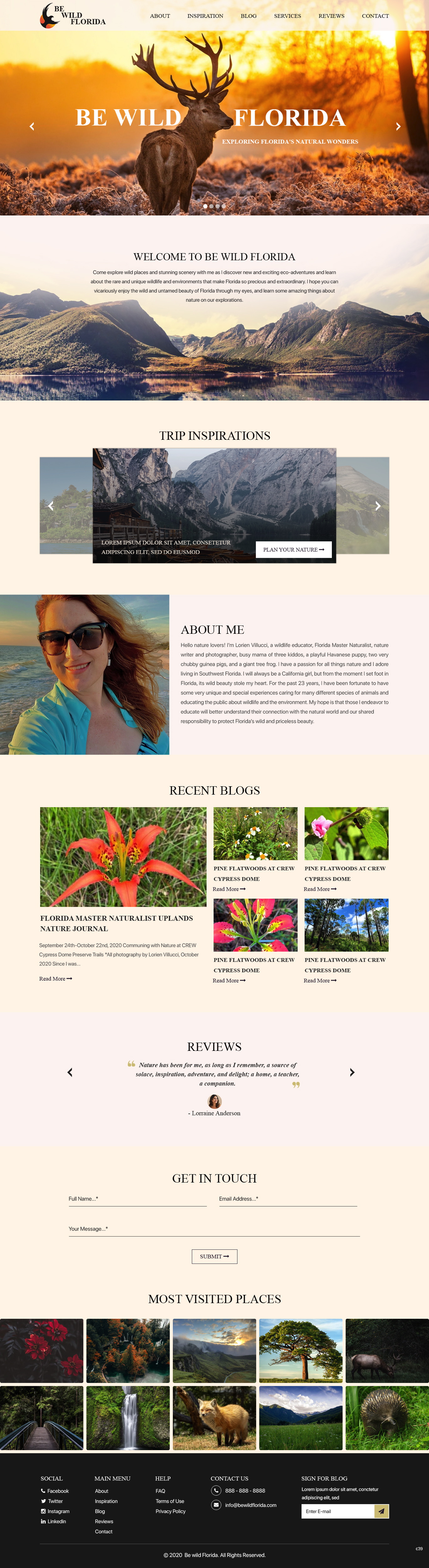 Wordpress Design by pb for Be Wild Florida  | Design #25846478