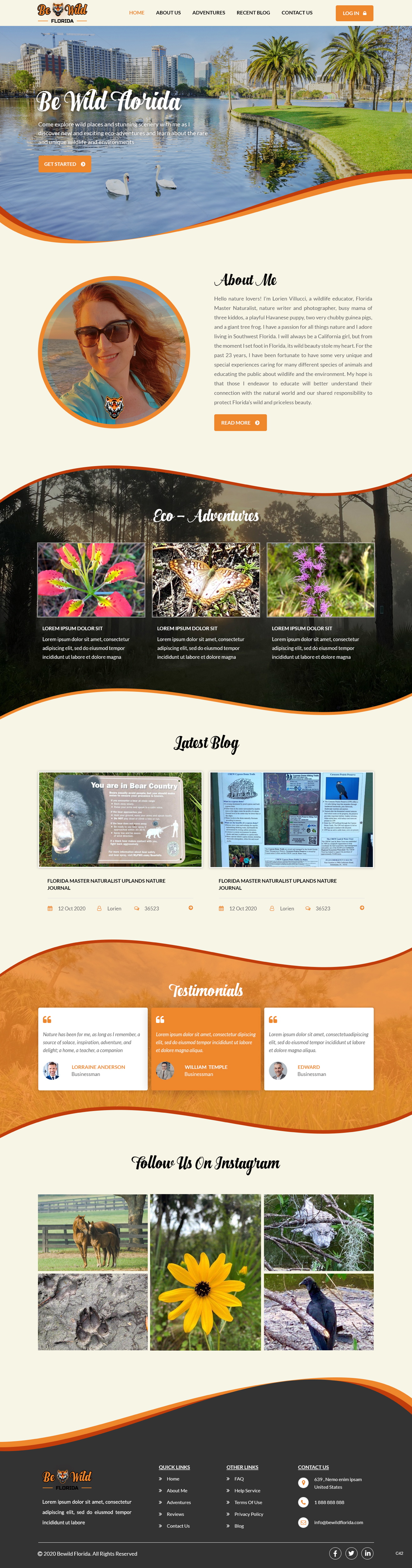 Wordpress Design by pb for Be Wild Florida  | Design #25846481