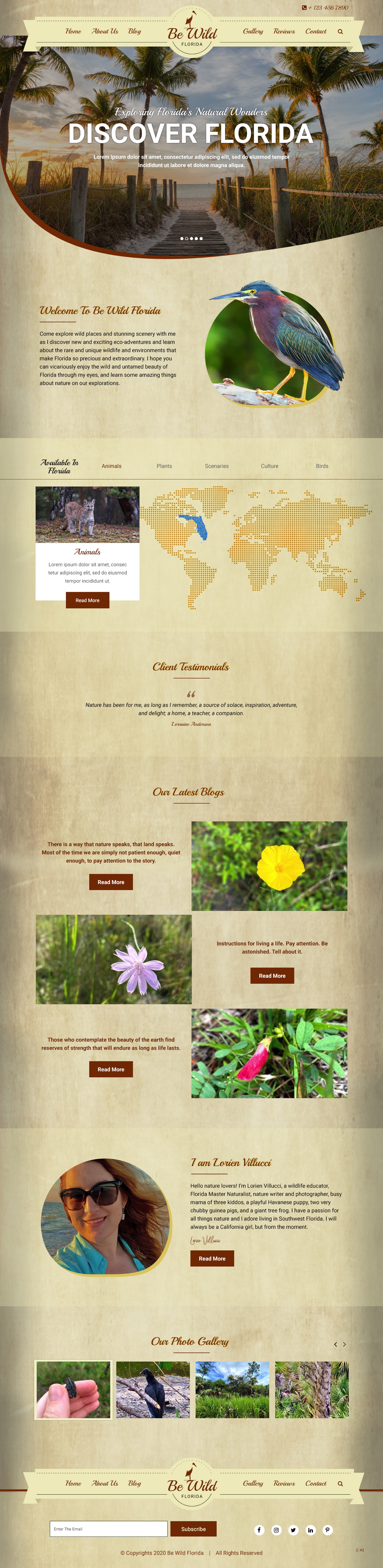 Wordpress Design by pb for Be Wild Florida  | Design #25846483