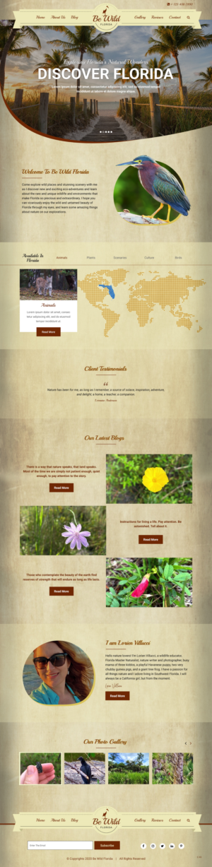 Design Wordpress par pb pour Be Wild Florida  | Design : #25846483