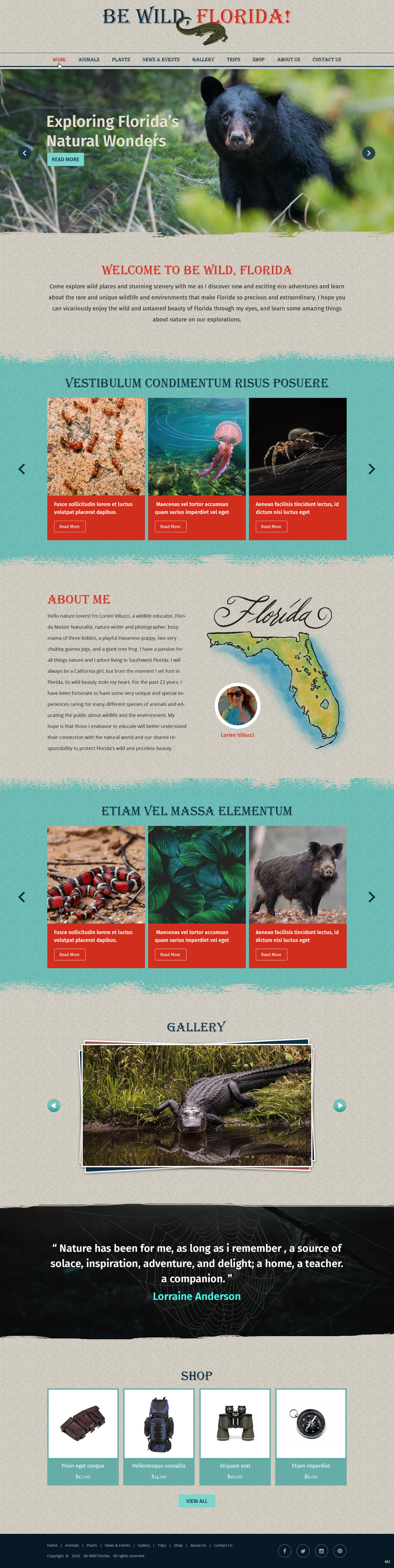 Wordpress Design by pb for Be Wild Florida  | Design #25846484
