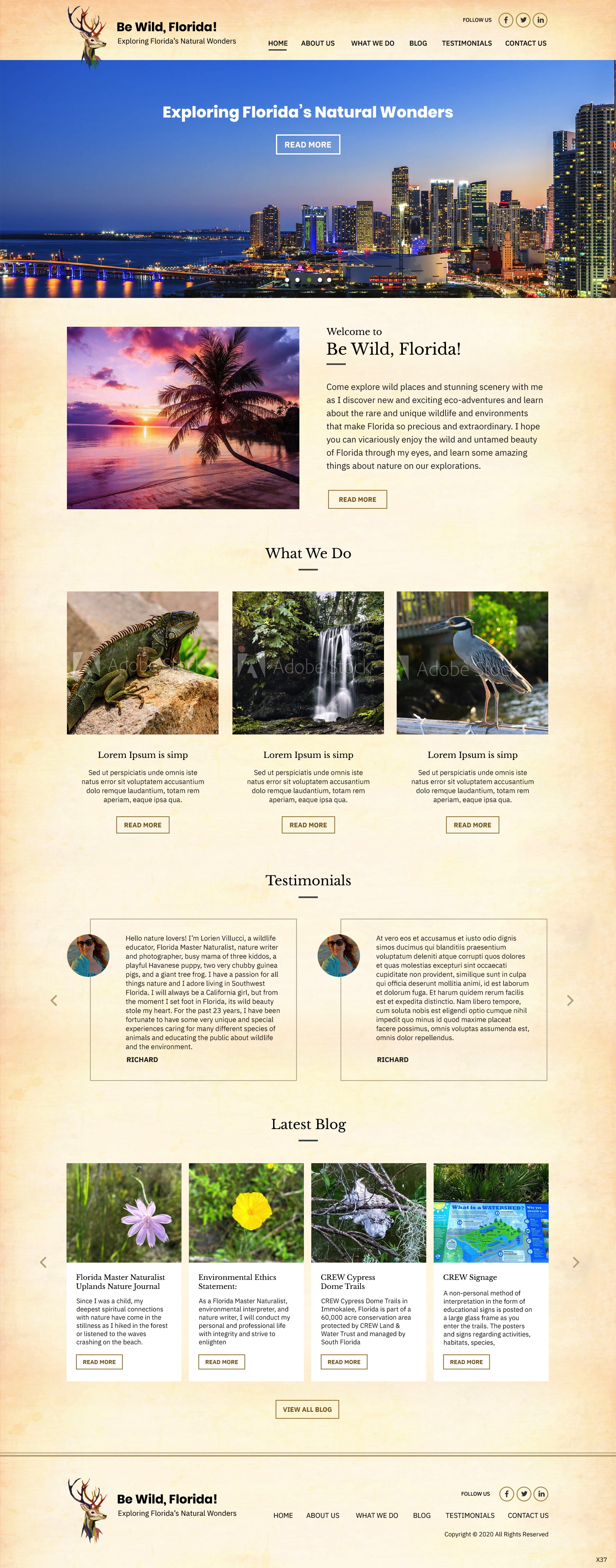 Wordpress Design by pb for Be Wild Florida  | Design #25846489