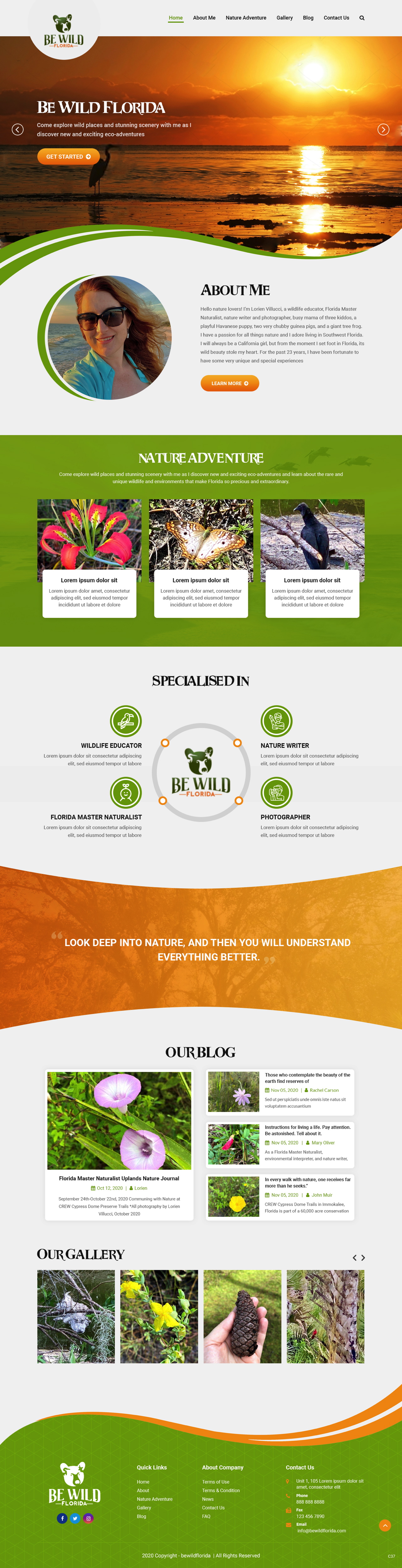 Design Wordpress par pb pour Be Wild Florida  | Design #25855578