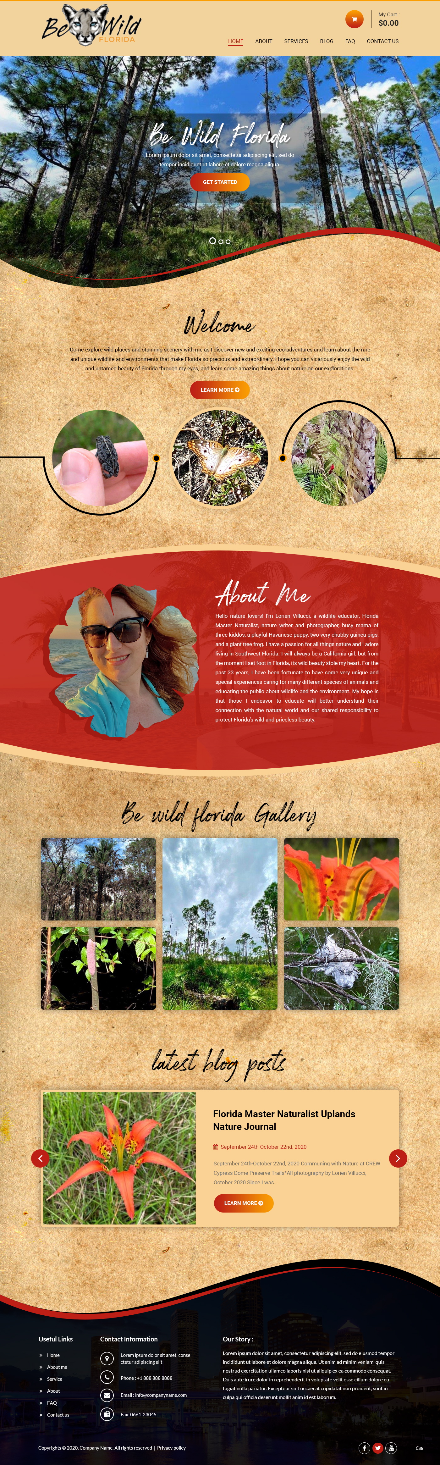 Wordpress Design by pb for Be Wild Florida  | Design #25855580