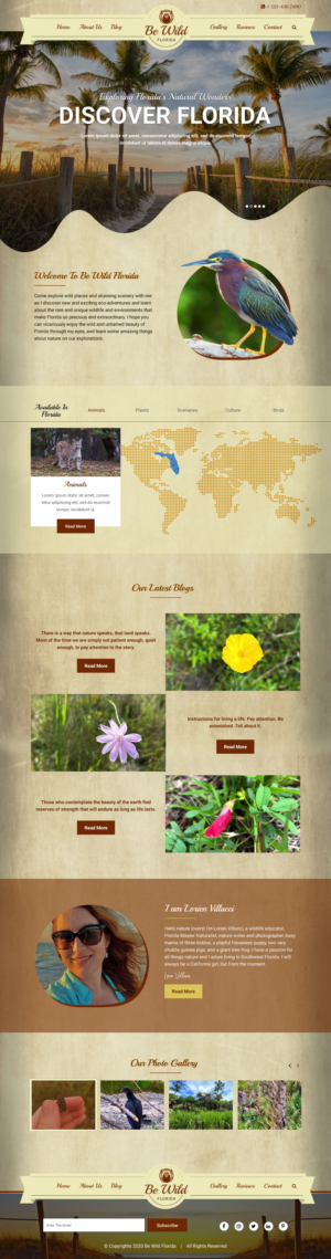 Design Wordpress par pb pour Be Wild Florida  | Design : #25855583