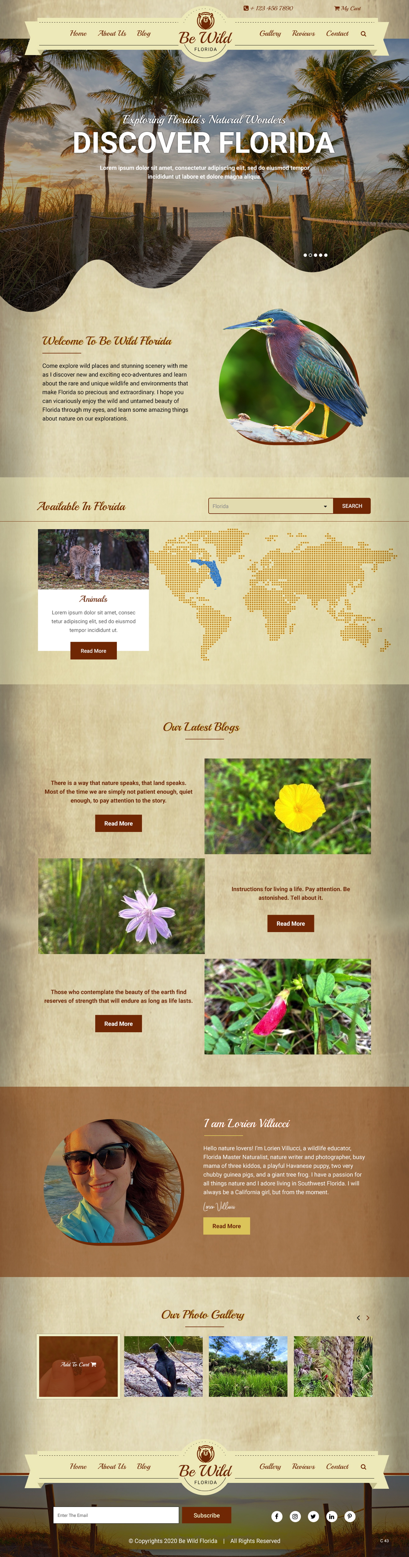 Wordpress Design by pb for Be Wild Florida  | Design #25868569