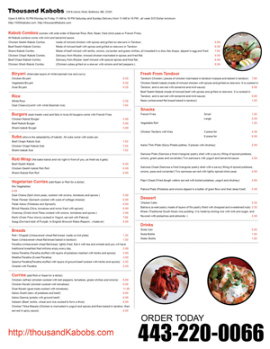 Thousand kabobs menu | Menu Design by Designer Mate