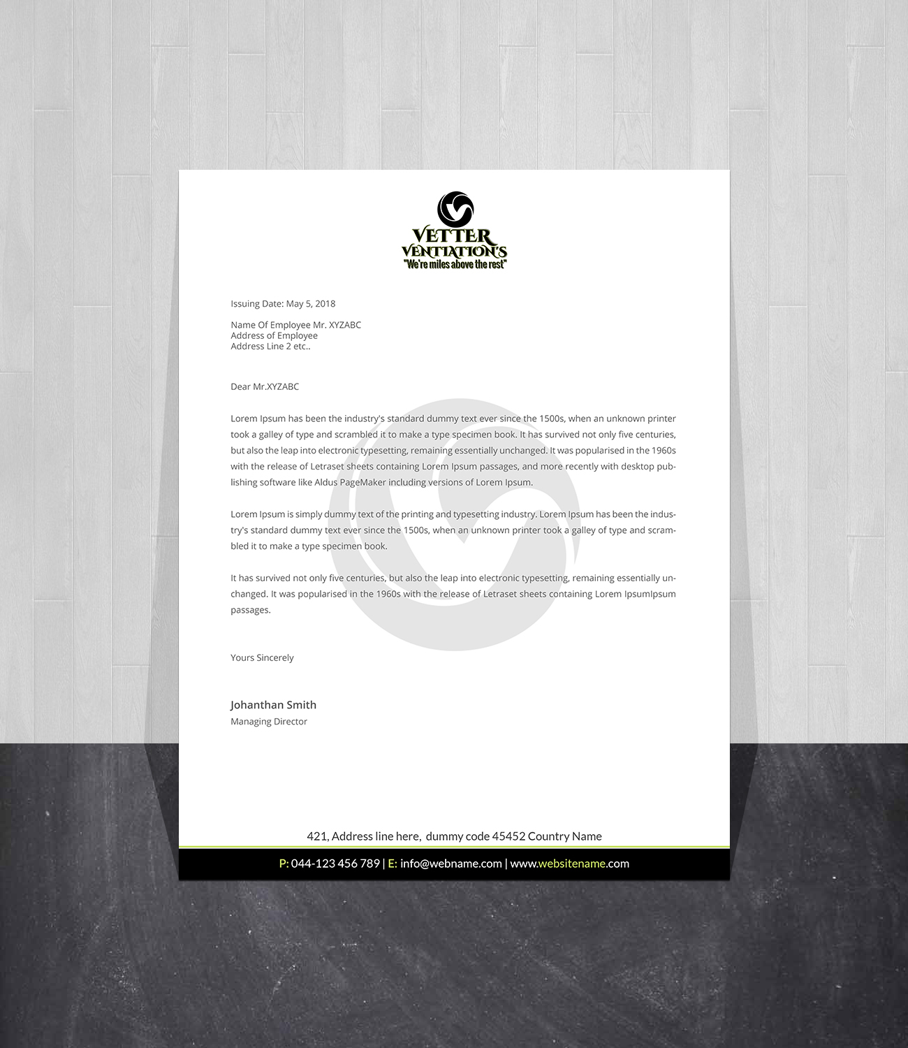 Letterhead Design by Creations Box 2015 for VETTER (Heating & air conditioning) | Design #25863672