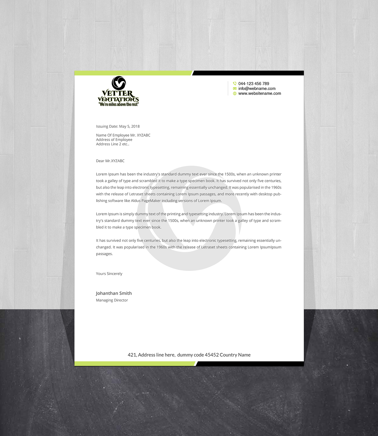 Letterhead Design by Creations Box 2015 for VETTER (Heating & air conditioning) | Design #25863673