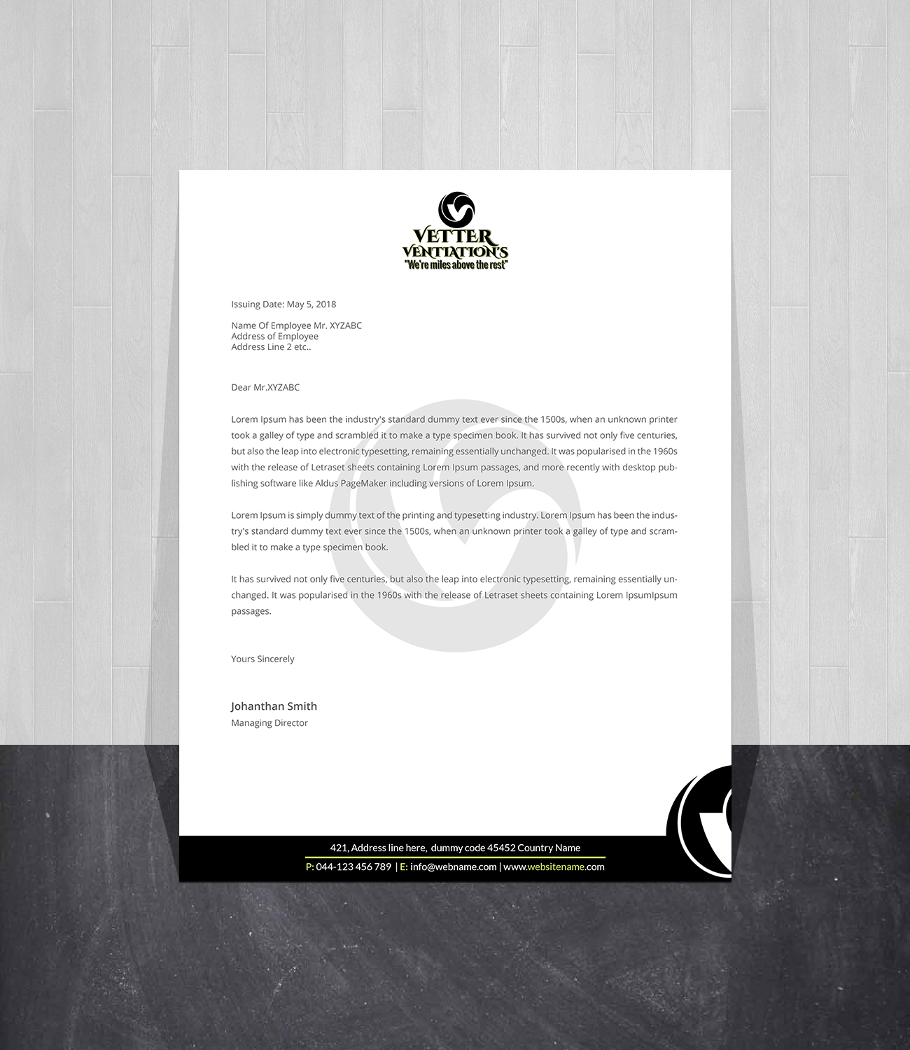 Letterhead Design by Creations Box 2015 for VETTER (Heating & air conditioning) | Design #25863677