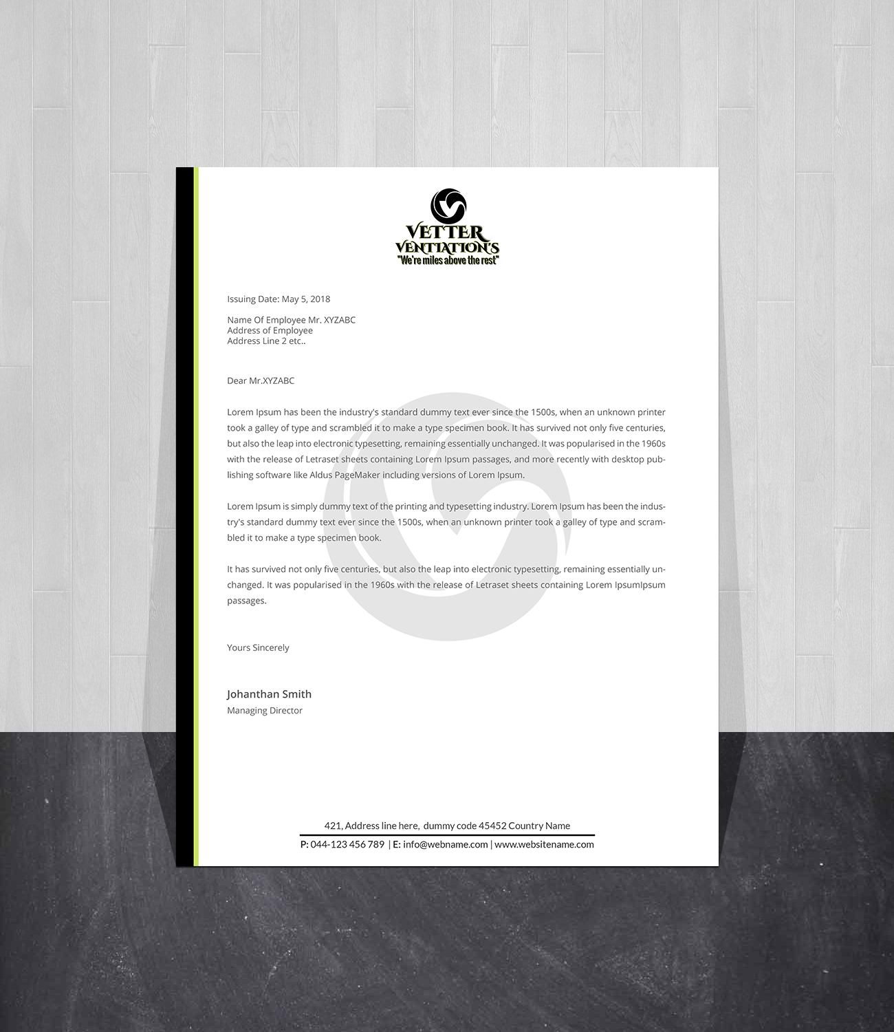 Letterhead Design by Creations Box 2015 for VETTER (Heating & air conditioning) | Design #25863678