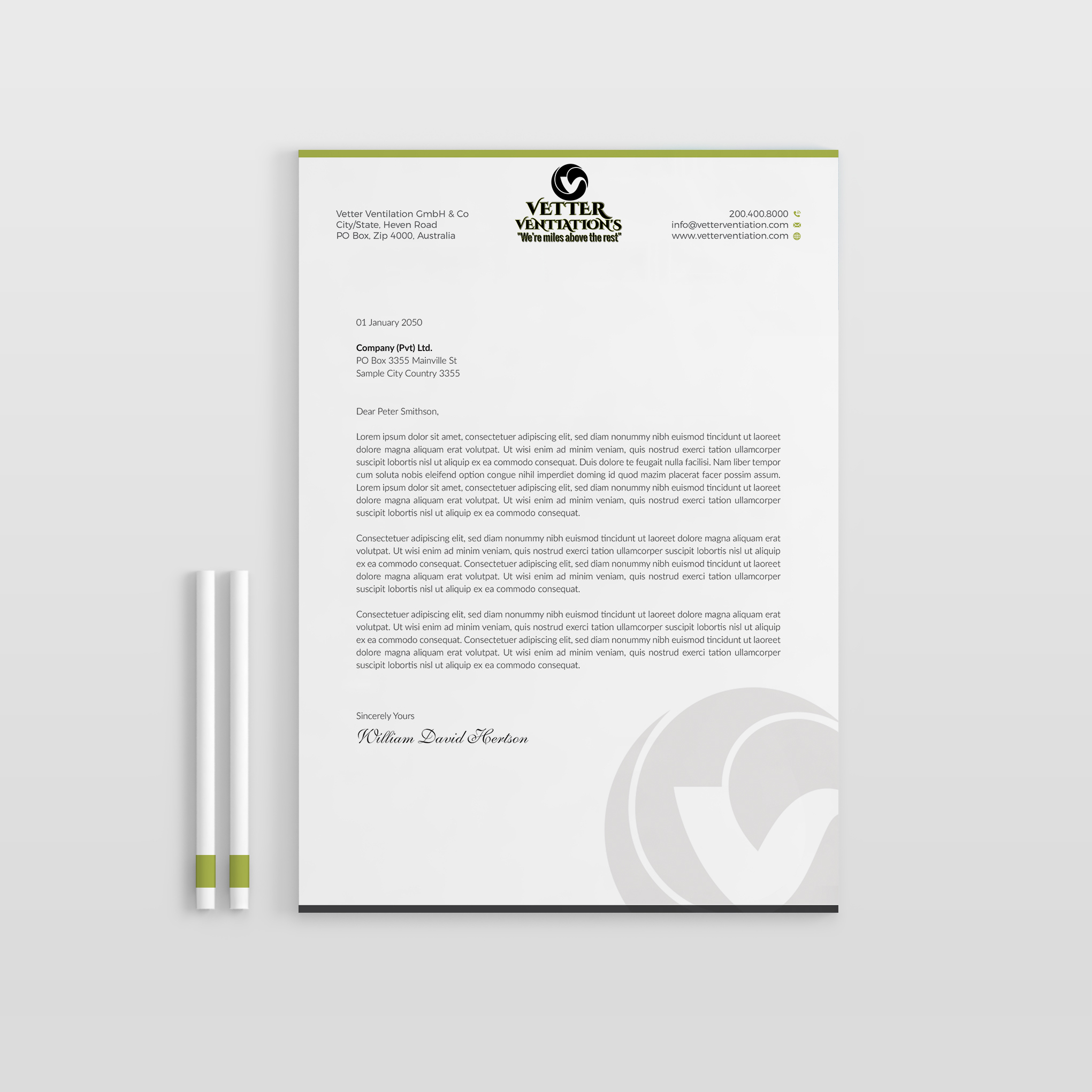 Letterhead Design by OxonoArt for VETTER (Heating & air conditioning) | Design #25858250