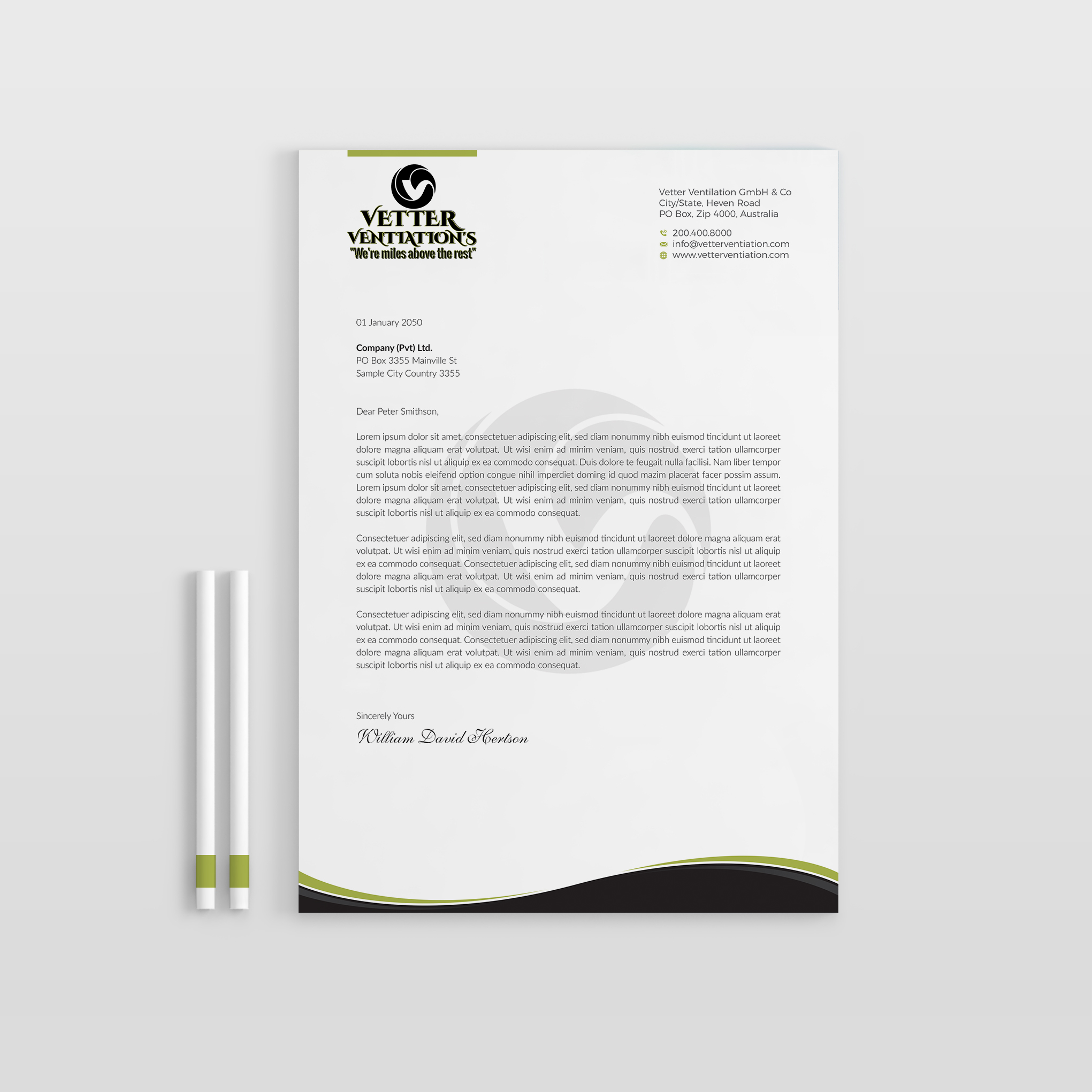 Letterhead Design by OxonoArt for VETTER (Heating & air conditioning) | Design #25860377