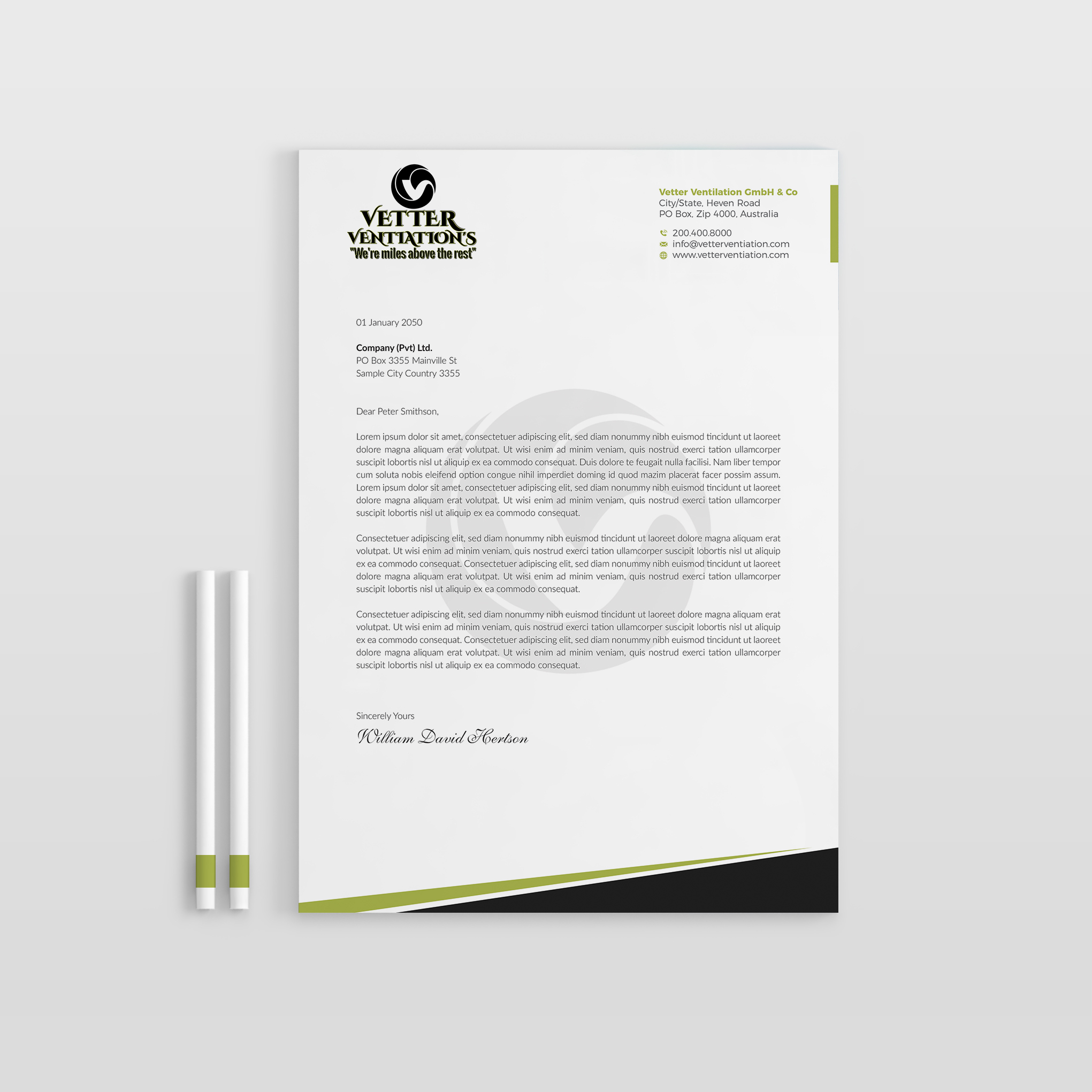 Letterhead Design by OxonoArt for VETTER (Heating & air conditioning) | Design #25860403