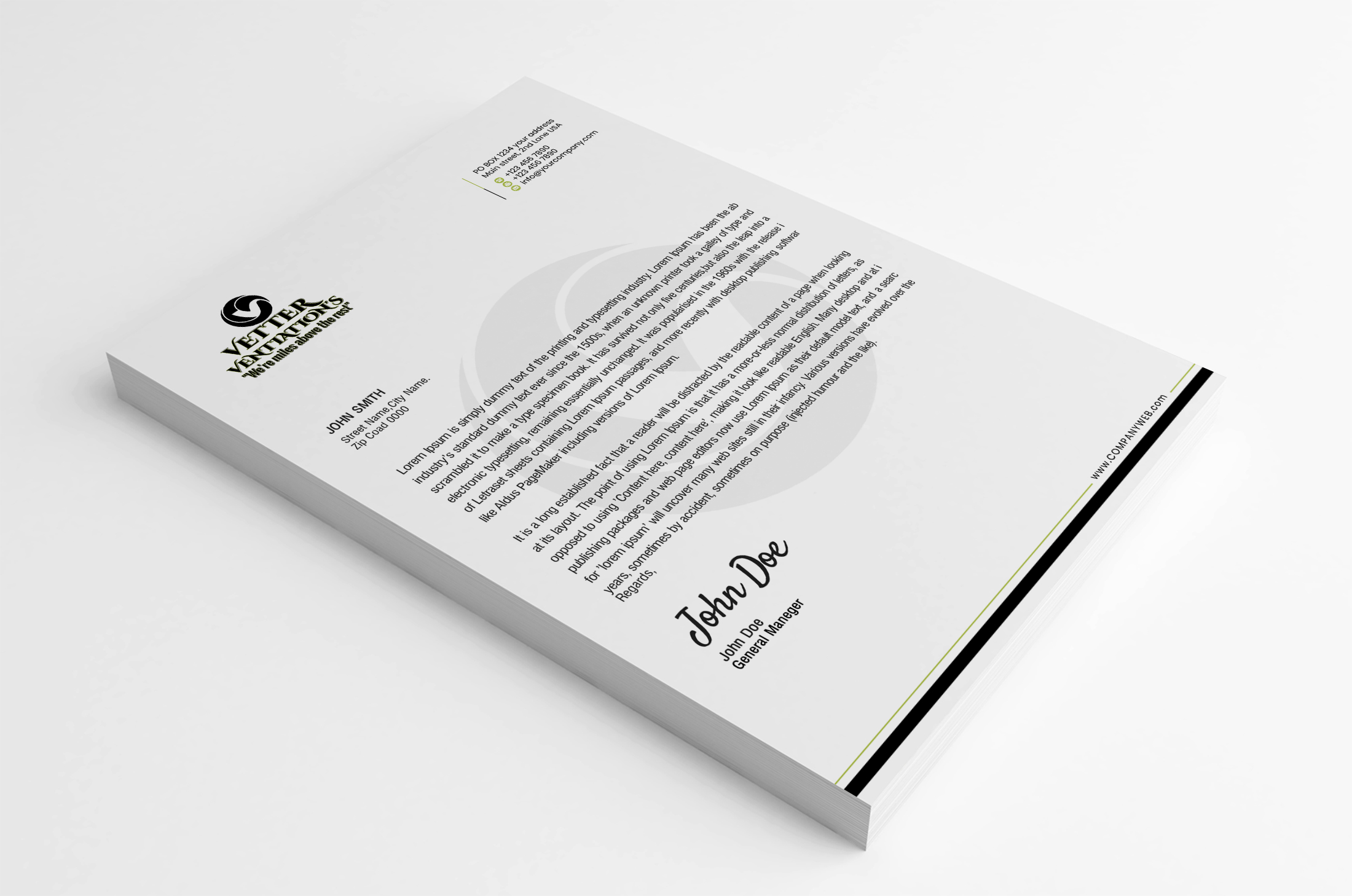 Letterhead Design by SL Designer for VETTER (Heating & air conditioning) | Design #25863644