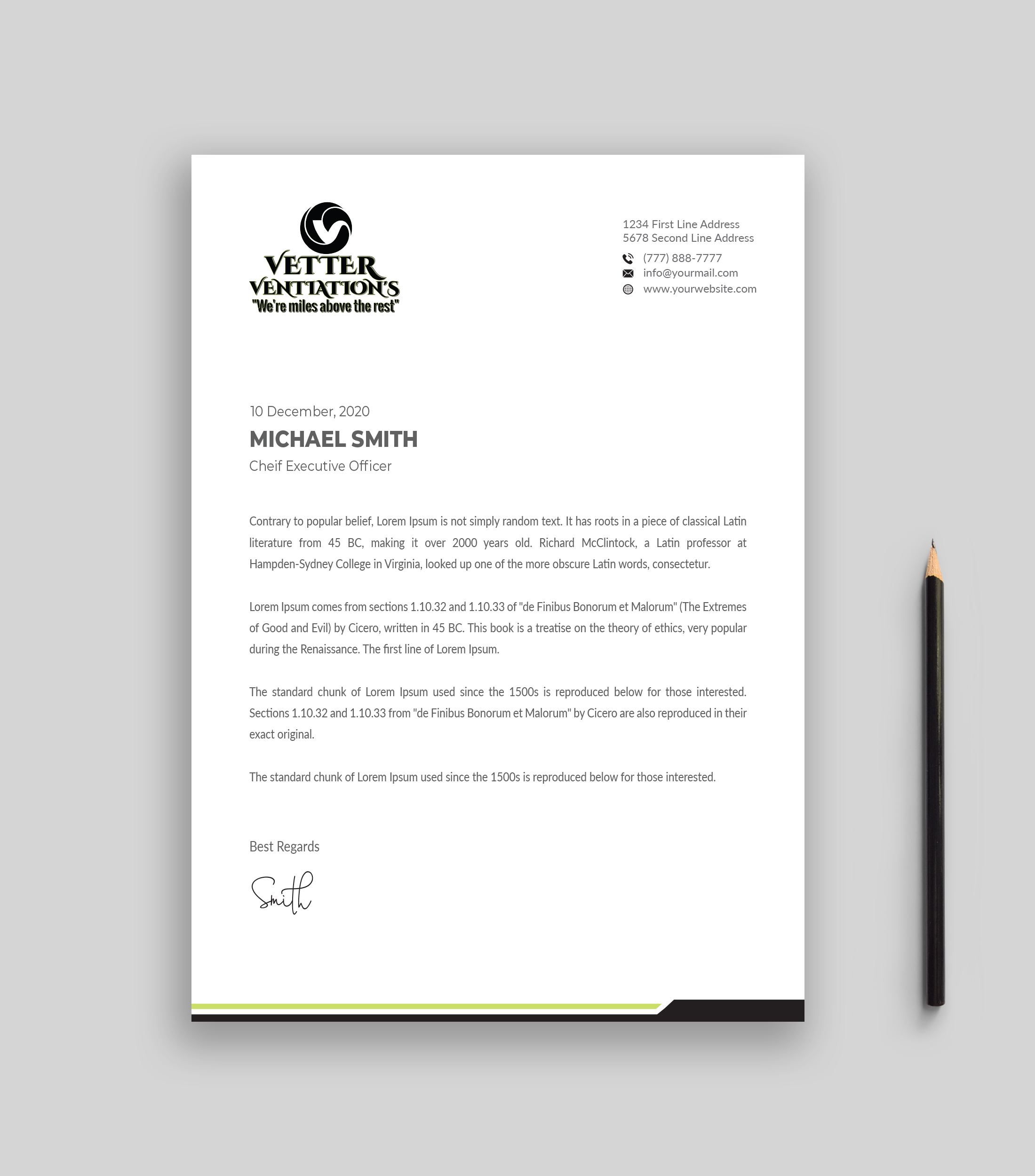 Letterhead Design by Musa. A for VETTER (Heating & air conditioning) | Design #25852190