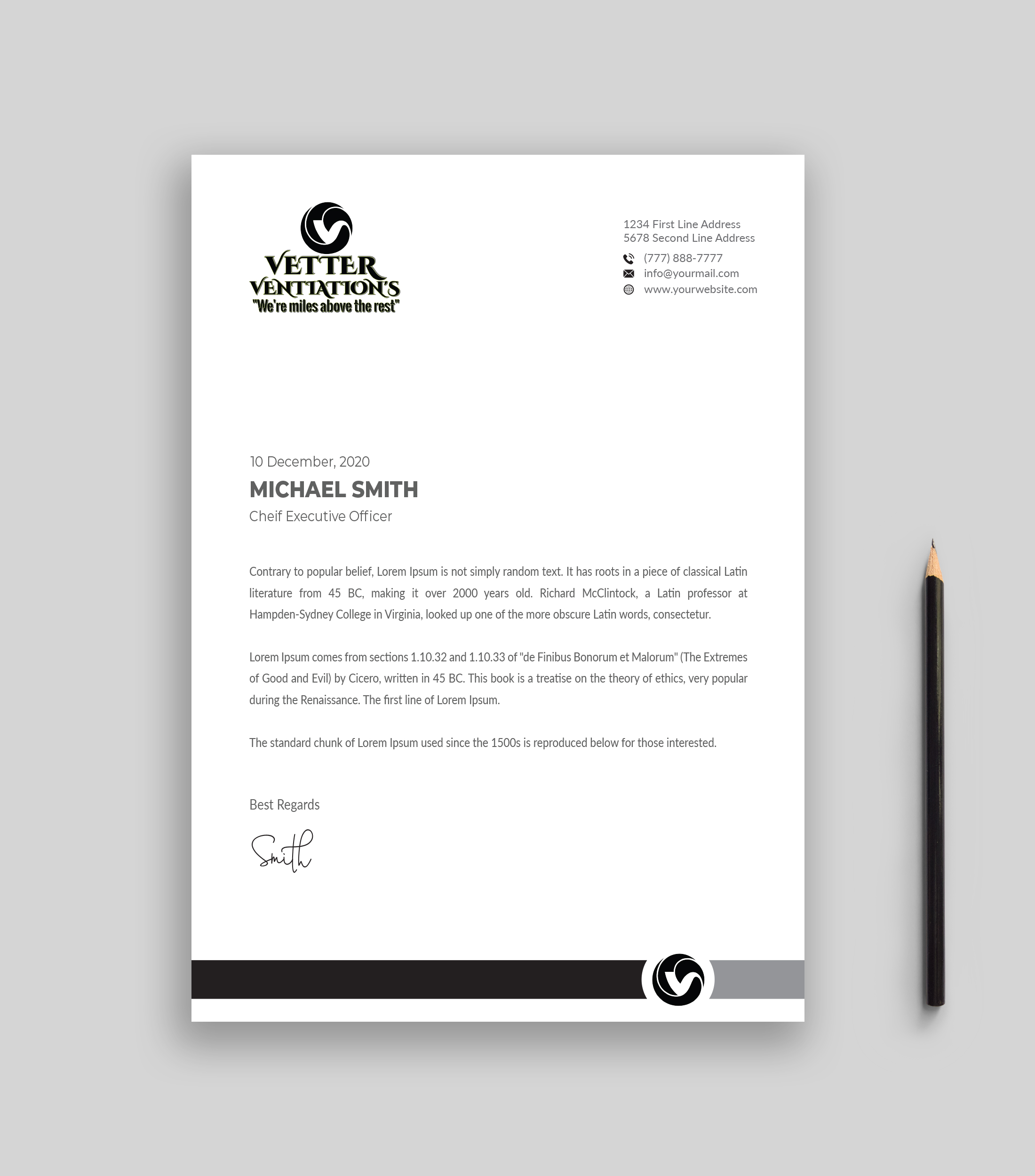 Letterhead Design by Musa. A for VETTER (Heating & air conditioning) | Design #25852191