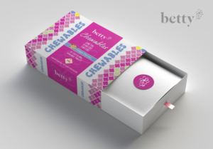 Betty chewable tablets 3 panel sticker/template for tablet line - sticker die line is attached. | Design Emballage par SAI DESIGNS