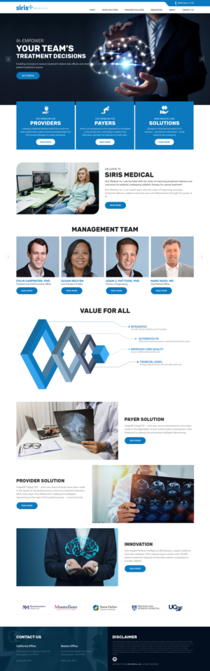 Siris Medical Artificial Intelligence MedTech Software Website Refresh | Web Design by sai.designer87