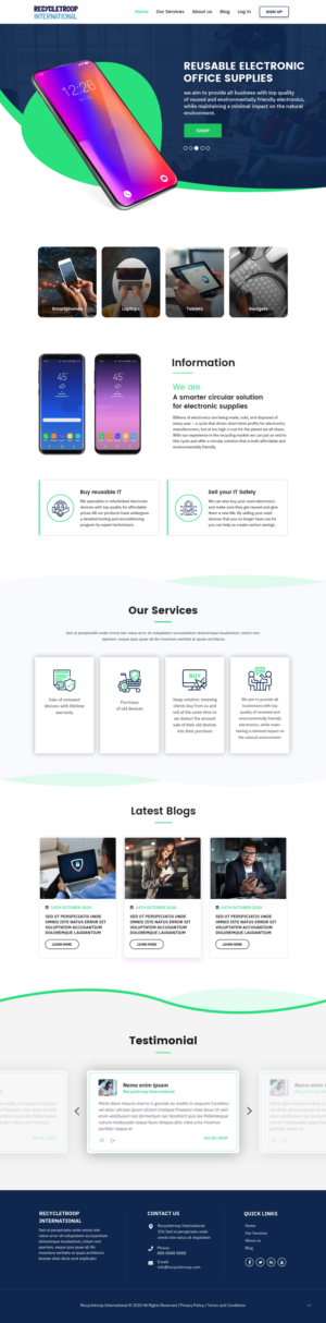Design de Page d'Accueil par pb pour Recycletroop International AB | Design : #25886797