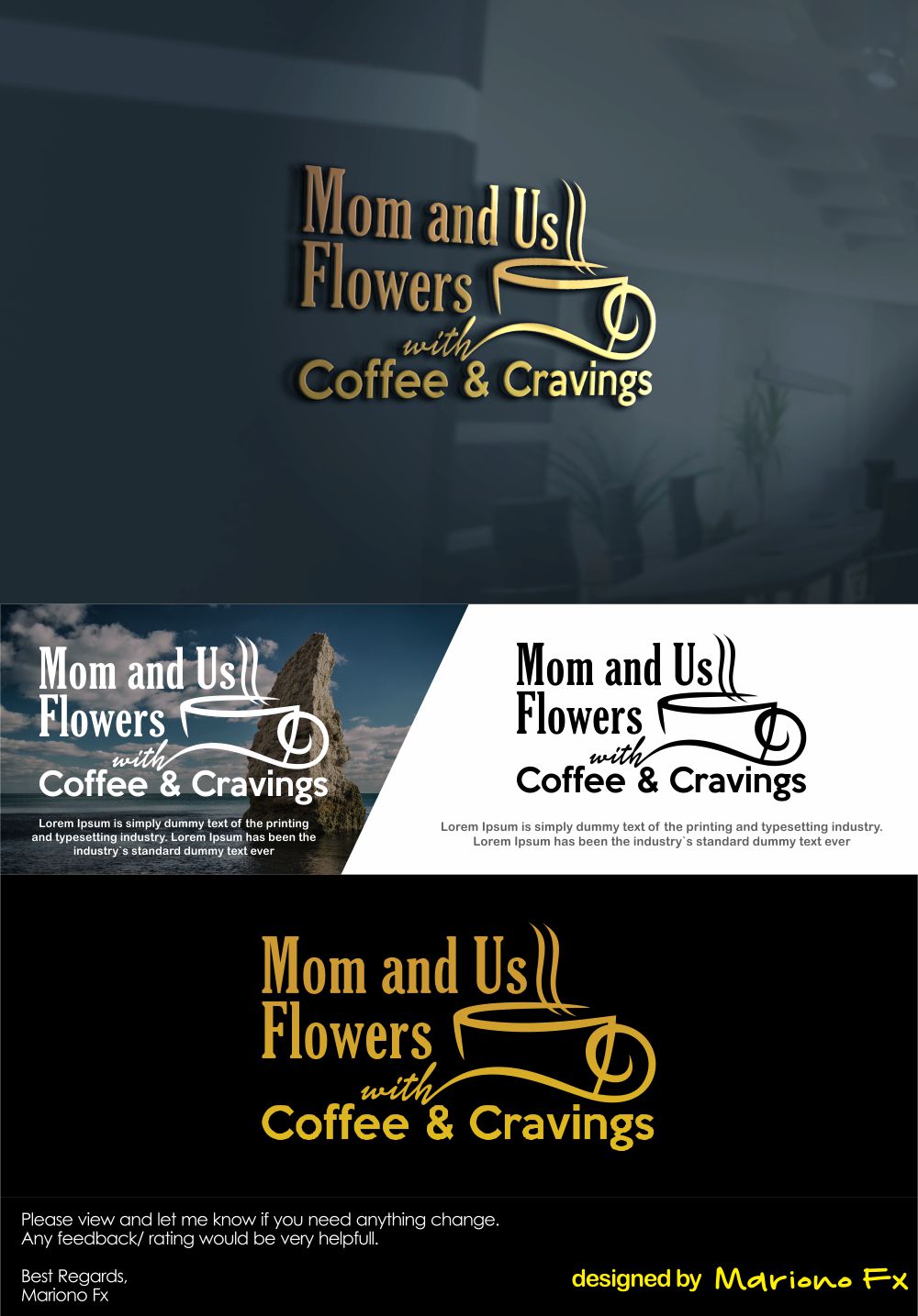 Logo Design by Mariono Fx for Mom and Us Flowers with Coffee & Cravings | Design #25878077