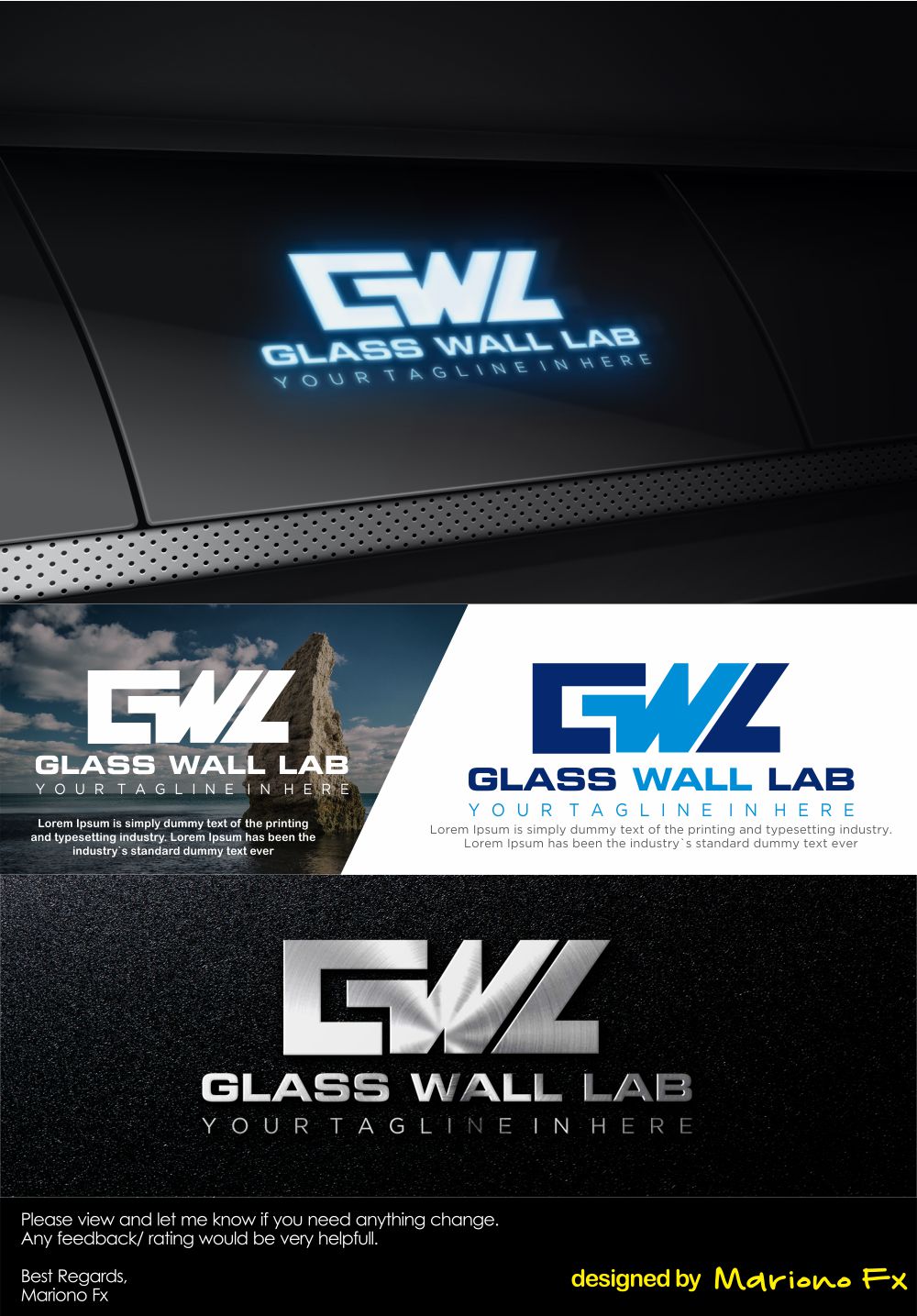 Logo Design by Mariono Fx for Glass Wall Lab Pty Ltd | Design #25880322