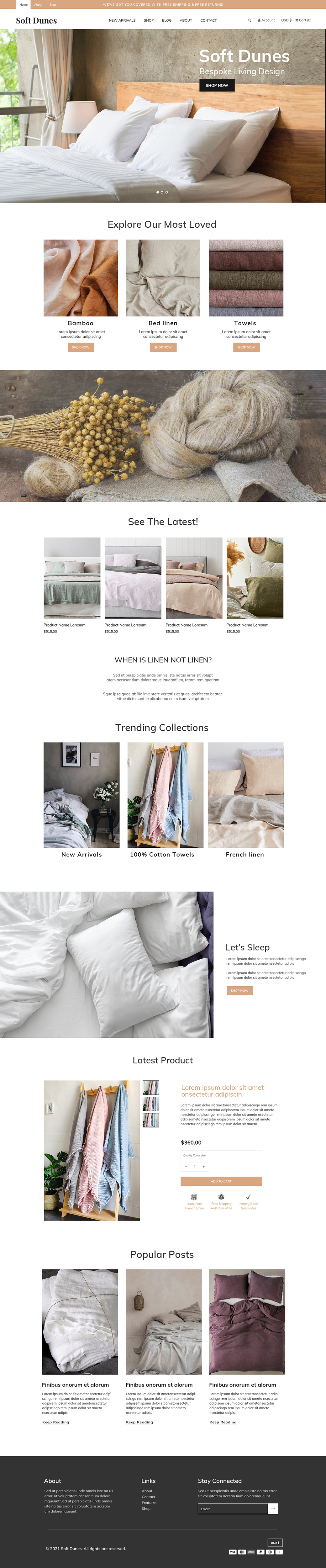 Shopify Design by MAHABA for soft dunes | Design #25932501