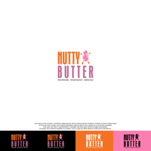Nutty Butter   (underneath logo, the words)  Handmade - Small batch - delicious | Logo Design by siti MWDesign