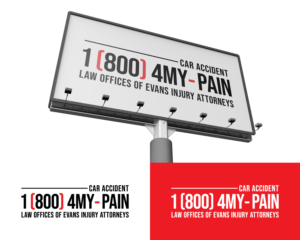 1 (800) 4MY - PAIN Law offices of Evans Injury Attorneys | Logo Design by ACK Design