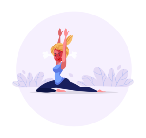 Ms. Tomato Head Character of female fitness coach doing a workout with a tomato head | Diseño Gráfico por Elizaveta M