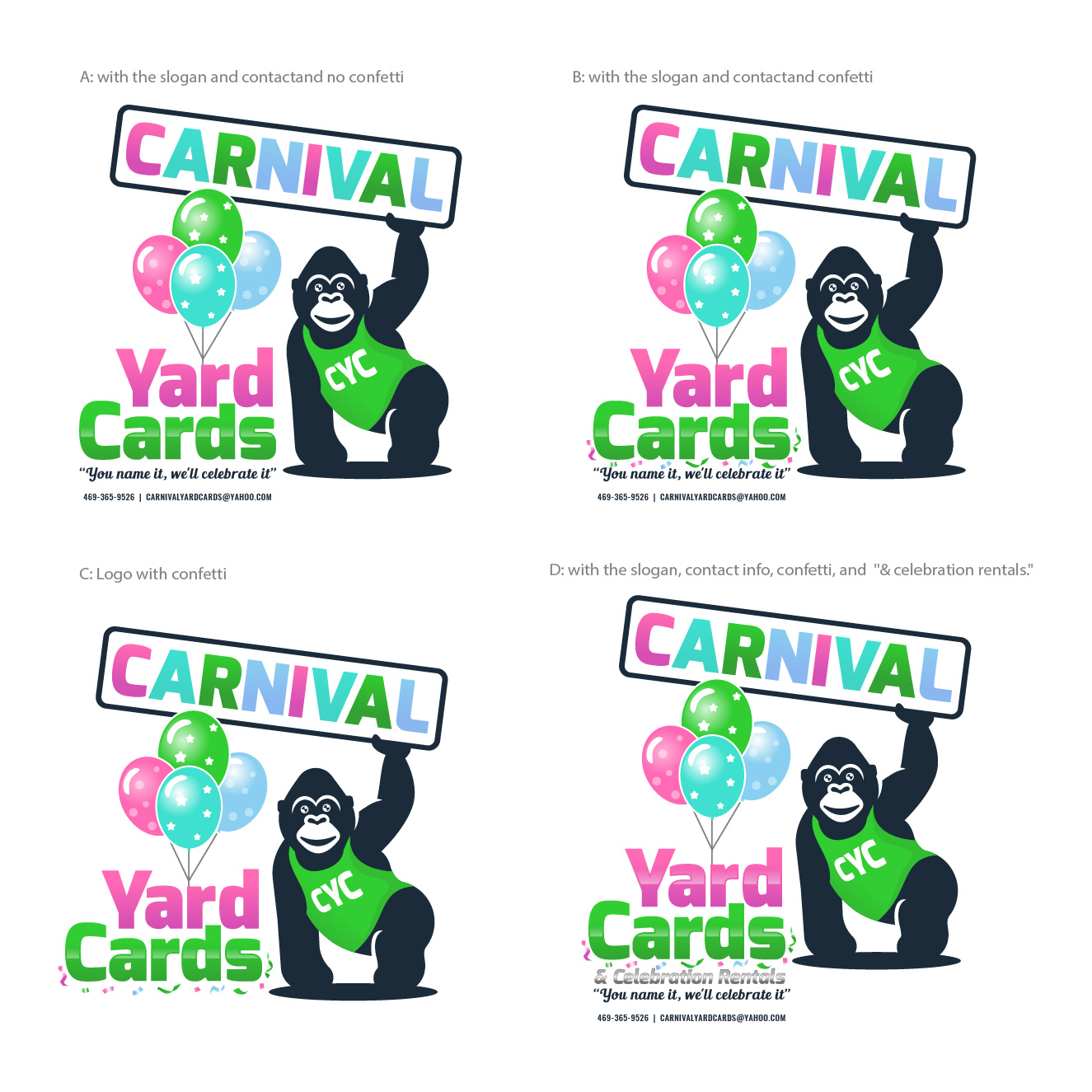 Logo Design by RAMBUTAN for Carnival Yard Cards & Celebration Rentals | Design #25928766