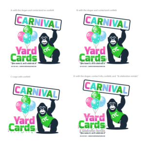 Logo-Design von RAMBUTAN für Carnival Yard Cards & Celebration Rentals | Design: #25928766