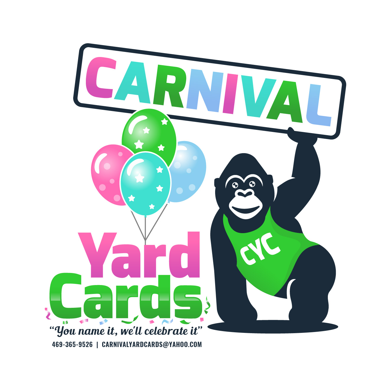 Logo Design by RAMBUTAN for Carnival Yard Cards & Celebration Rentals | Design #25935033