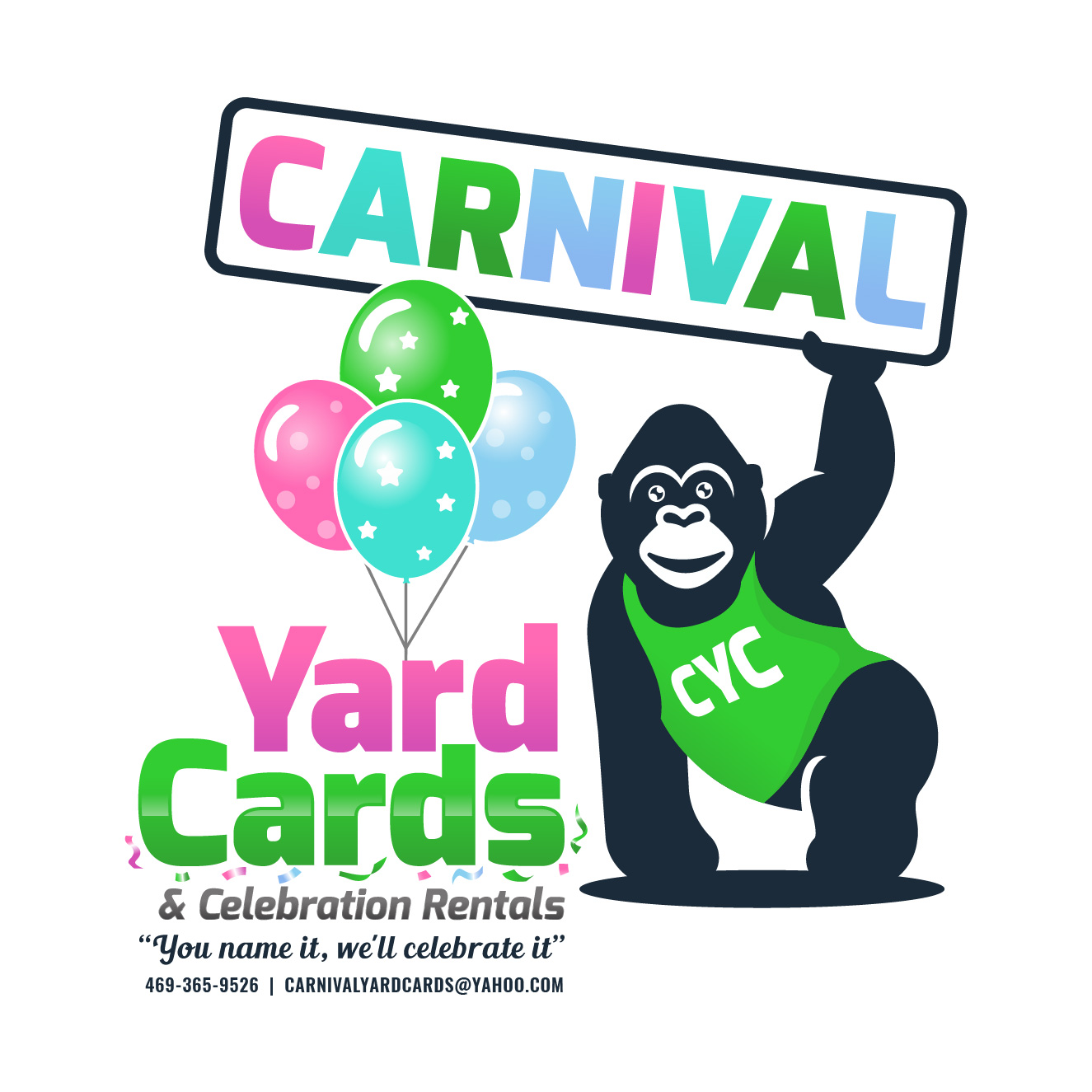 Logo Design by RAMBUTAN for Carnival Yard Cards & Celebration Rentals | Design #25941140