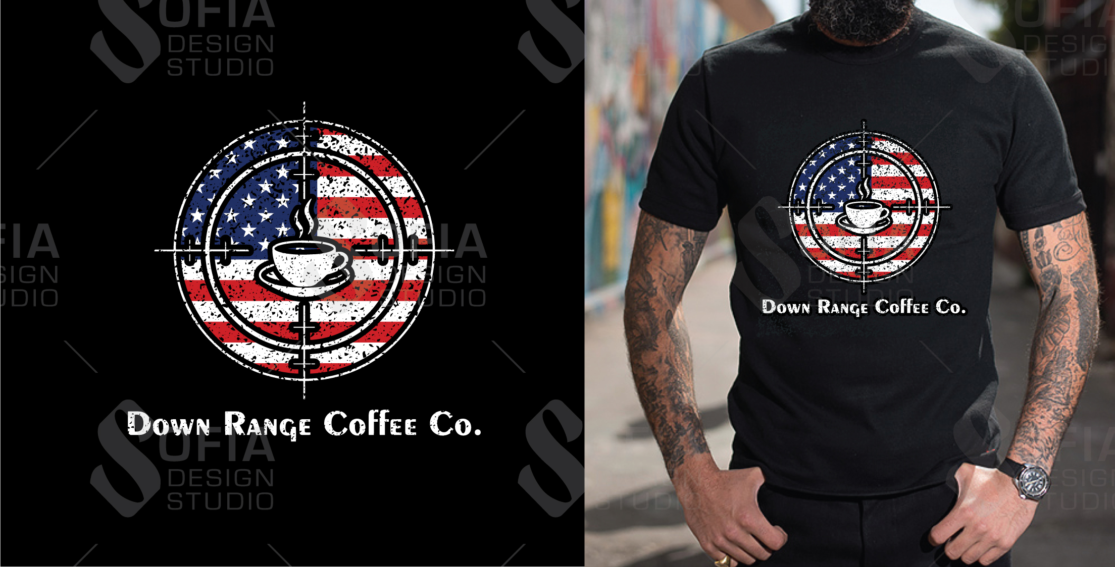 T-shirt Design by SofiaDesignStudio for Down Range Coffee Company | Design #25943897