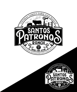 Must have the name of the ranch: Santos Patronos Ranch. Maybe include: Thomas Family Farm and Ranch. Registered BeefMaster and Texas Pecans | Logo Design by StudioD™