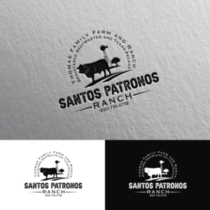 Must have the name of the ranch: Santos Patronos Ranch. Maybe include: Thomas Family Farm and Ranch. Registered BeefMaster and Texas Pecans | Logo Design by Rii
