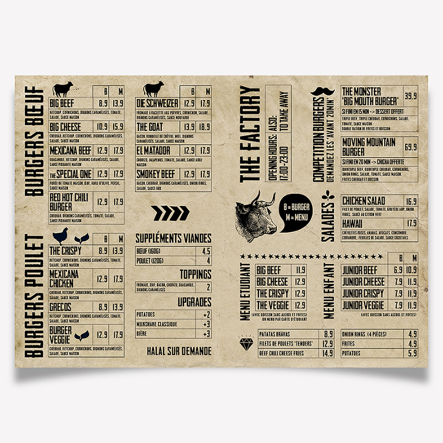 Menu Design by Charala for Casablanca Invest. SA | Design #25961421