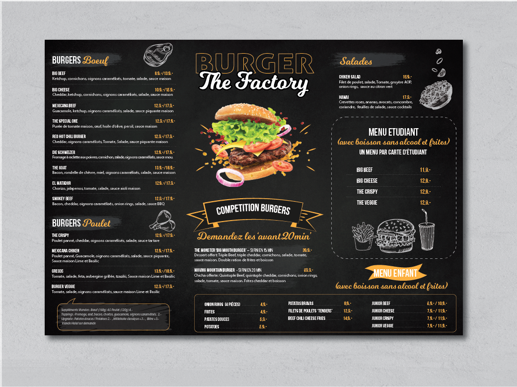 Menu Design by alex989 for Casablanca Invest. SA | Design #25945404