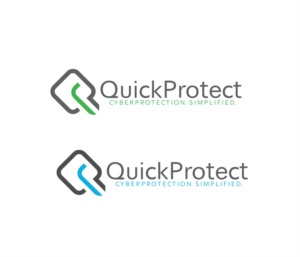 QuickProtect (1 word), optional tagline:  Cyberprotection.  Simplified. | Logo Design by Annabella