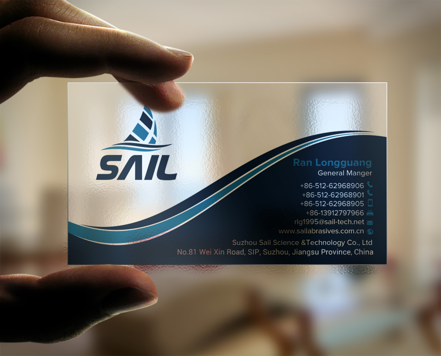 Business Card Design by chandrayaan.creative for Suzhou Sail Science & Technology Co., Ltd | Design #25942828