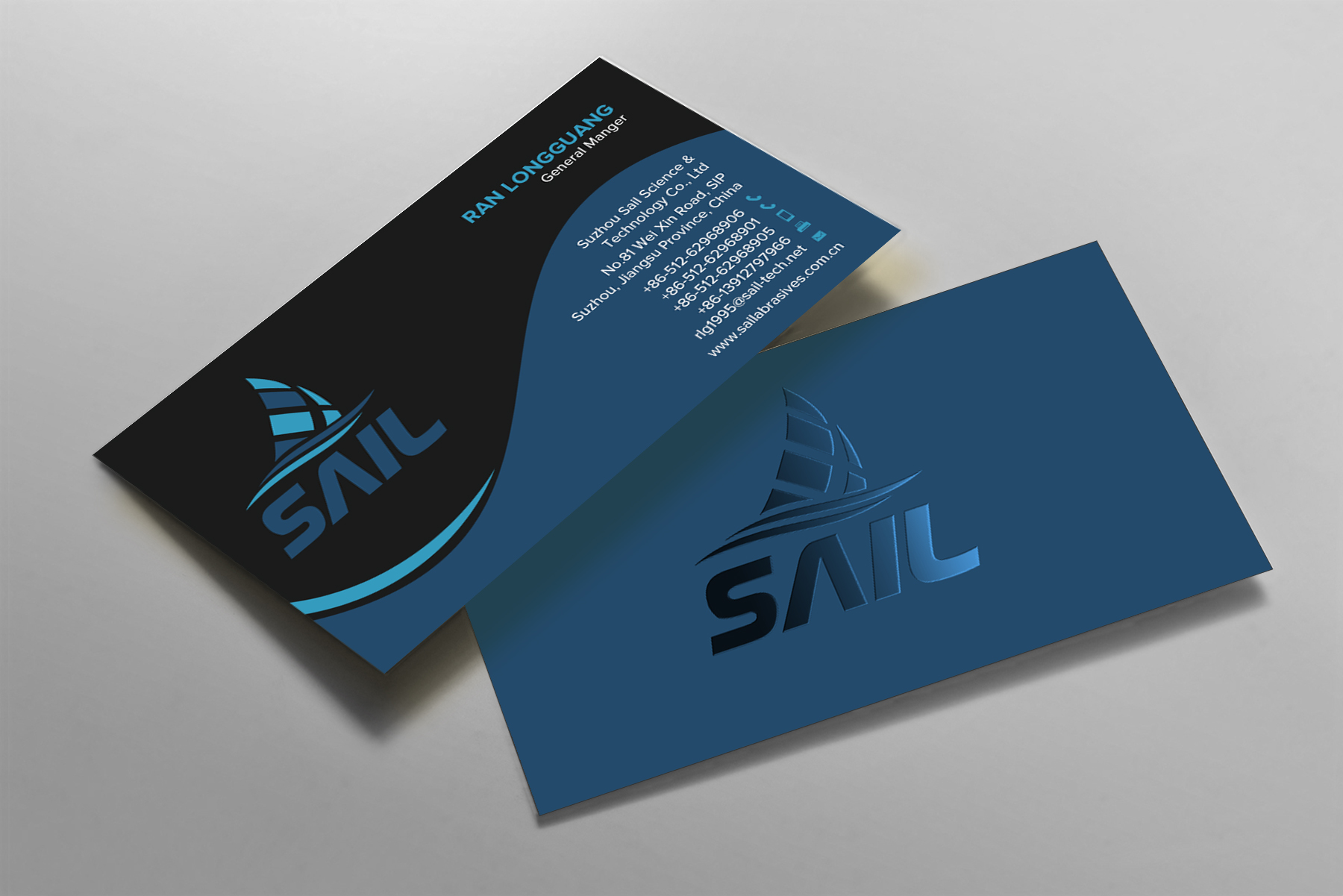 Business Card Design by chandrayaan.creative for Suzhou Sail Science & Technology Co., Ltd | Design #25954044