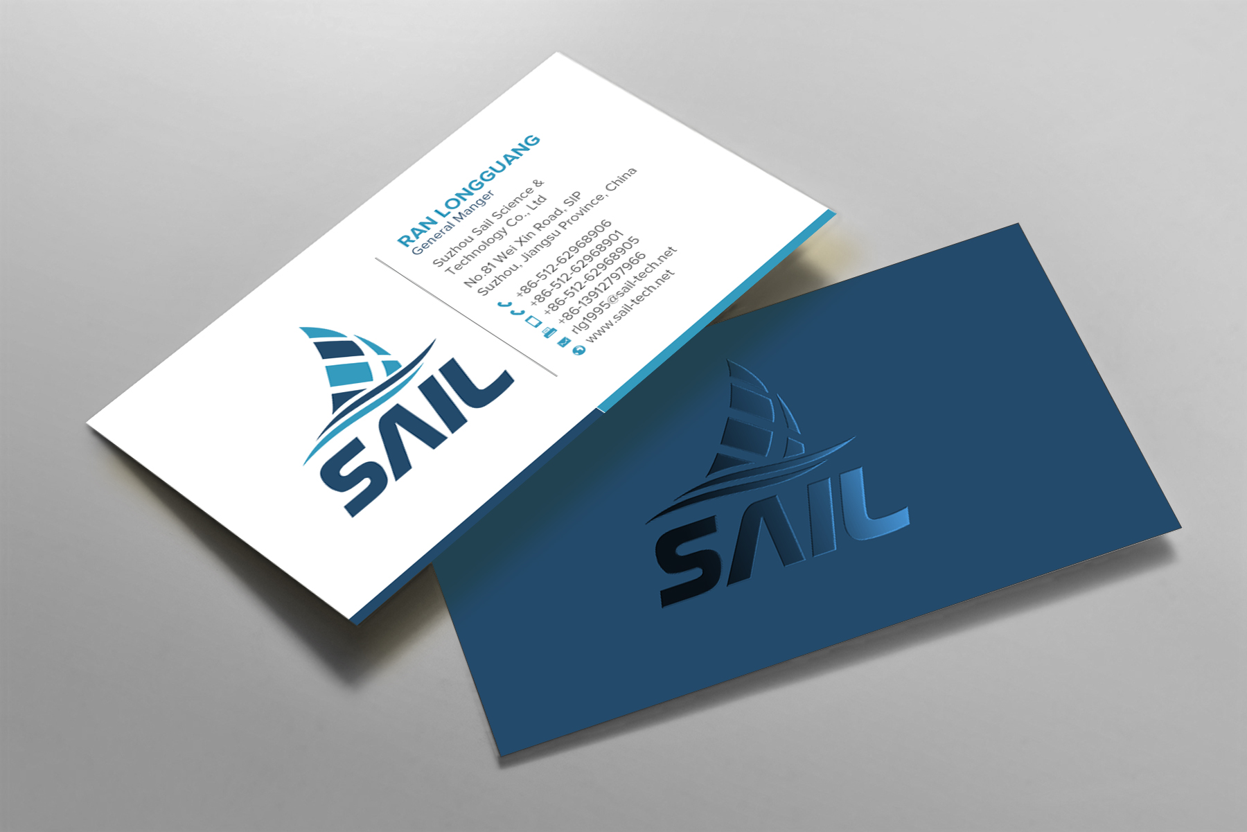 Business Card Design by chandrayaan.creative for Suzhou Sail Science & Technology Co., Ltd | Design #25955059