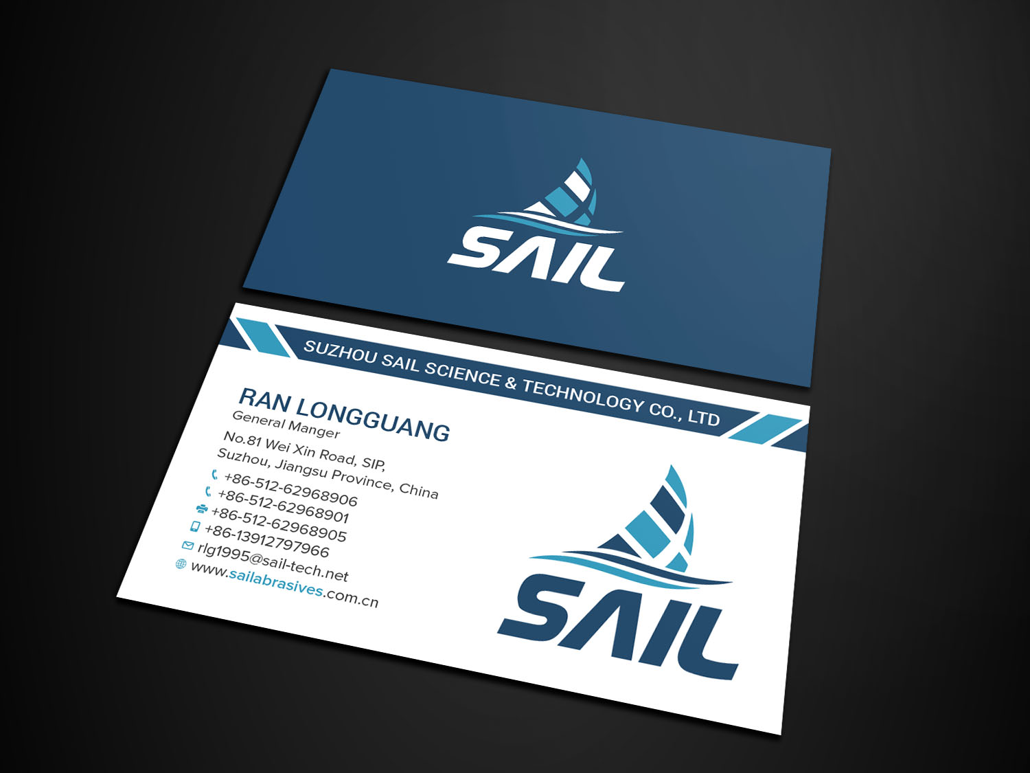 Business Card Design by Tripti Ranjan Gain for Suzhou Sail Science & Technology Co., Ltd | Design #25950417