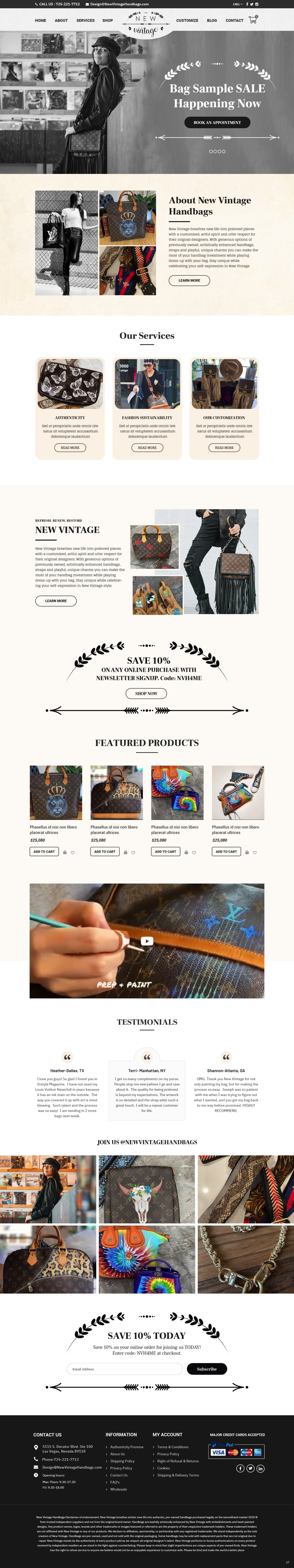 Landing Page Design by pb for New Vintage Handbags | Design #25961108