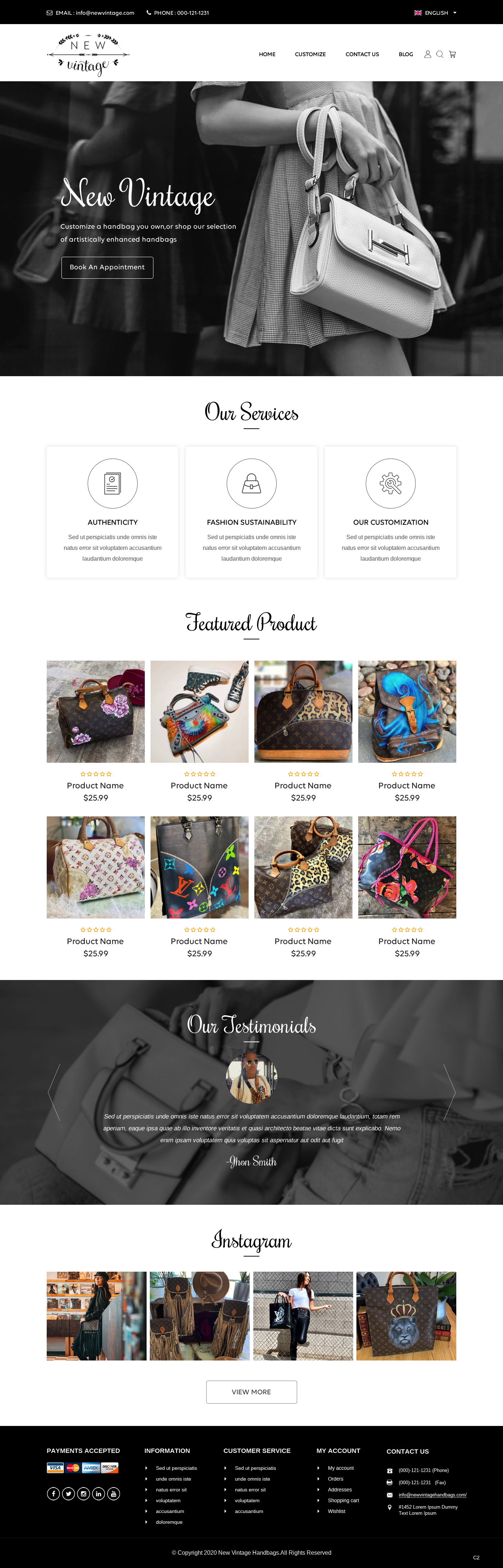 Landing Page Design by pb for New Vintage Handbags | Design #25961109